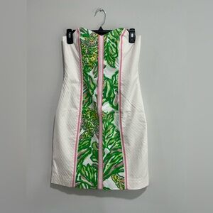 LILLY PULITZER Womens Angela Dress Seeing Pink Elephants Strapless Bustier